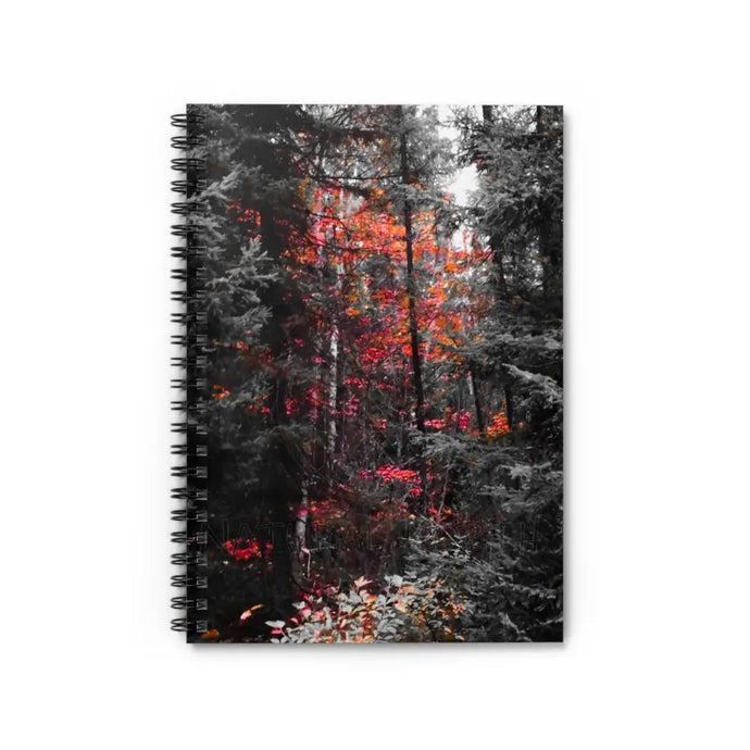 ’Red Maple In The Pines’ Spiral Notebook - Ruled Line One Size Paper Products